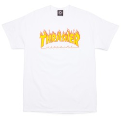 THRASHER T-SHIRT LOGO FLAME WHITE