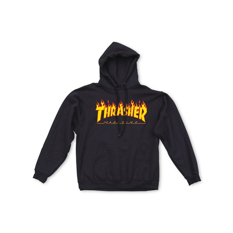 THRASHER HOODY SWEAT FLAME BLACK