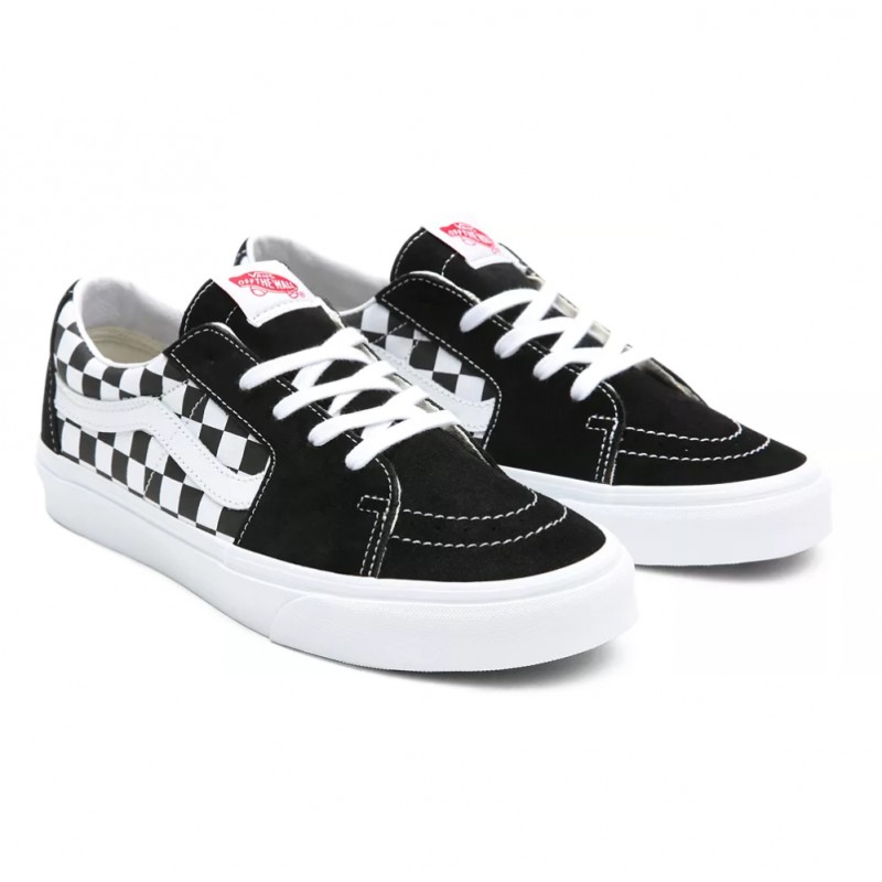 VANS SK8-LOW CANVAS SUEDE CHECKERBOARD BLACK WHITE