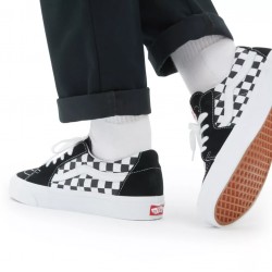 VANS SK8-LOW CANVAS SUEDE CHECKERBOARD BLACK WHITE