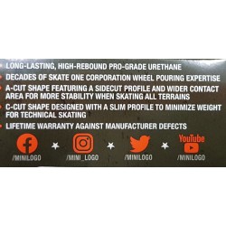MINI LOGO 4 x WHEELS 54 MM A-CUT 101A WHITE ROUE SKATEBOARD